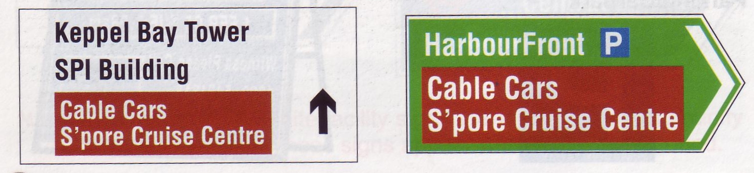Direction to place of interest, as part of another sign